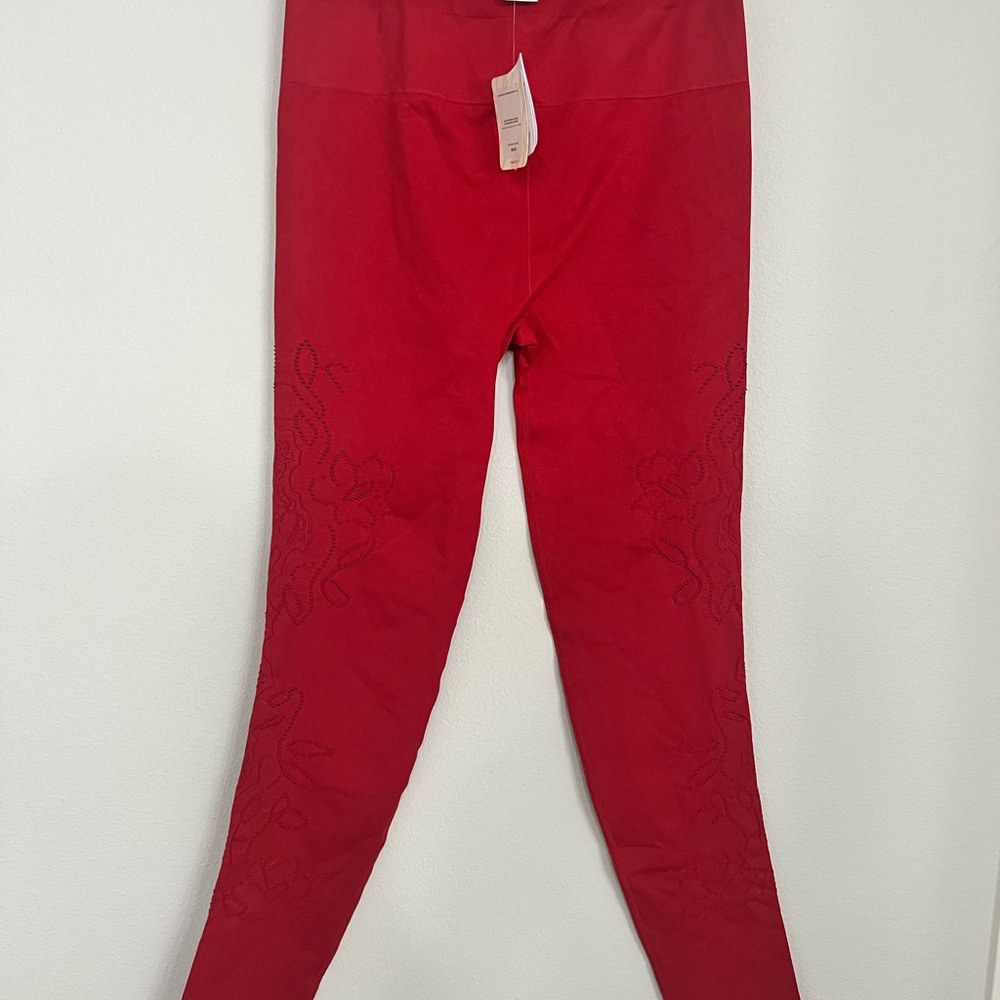 NWT Fabletics Deep Red High-Waisted Lace Leggings